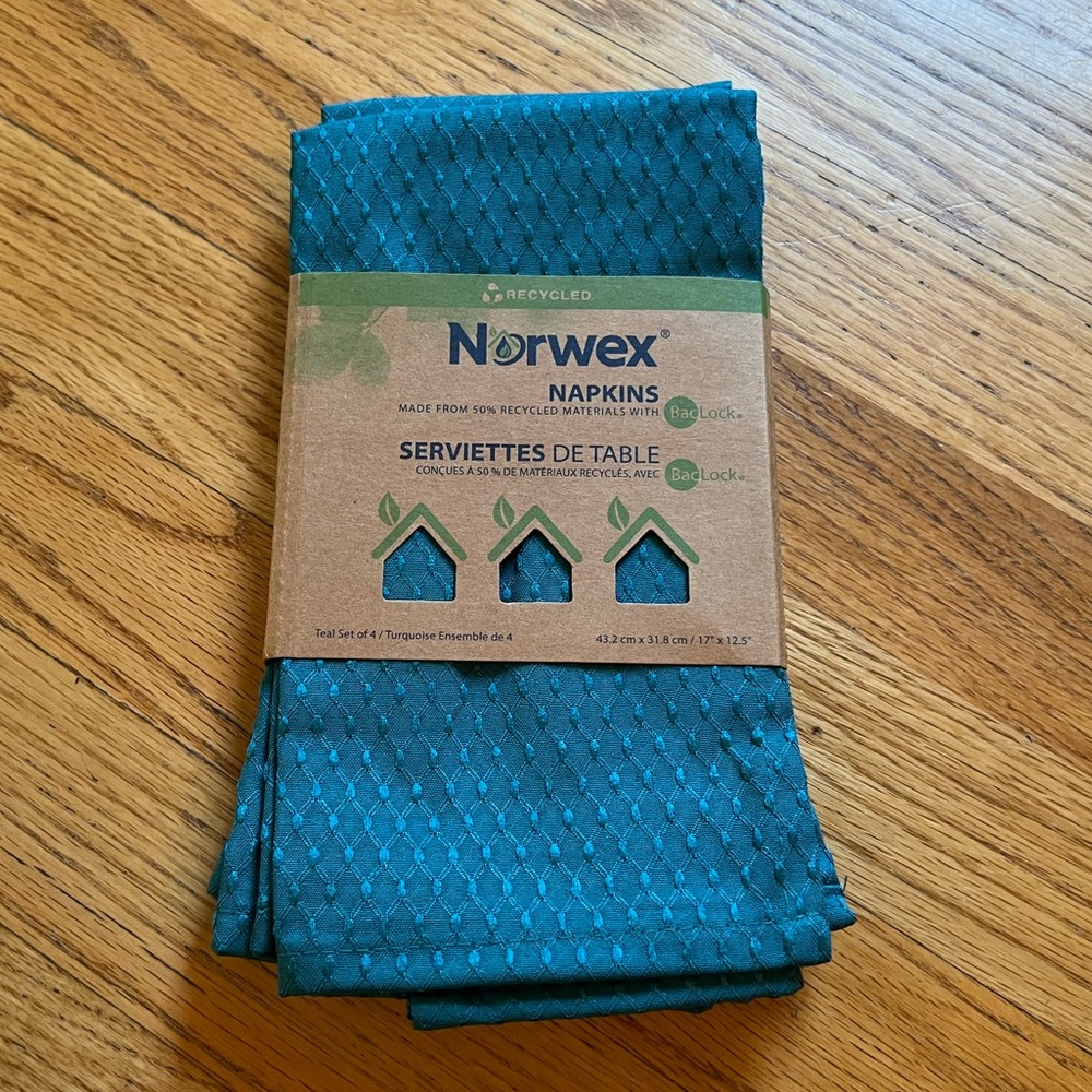 Norwex Set of Table Napkins, Teal